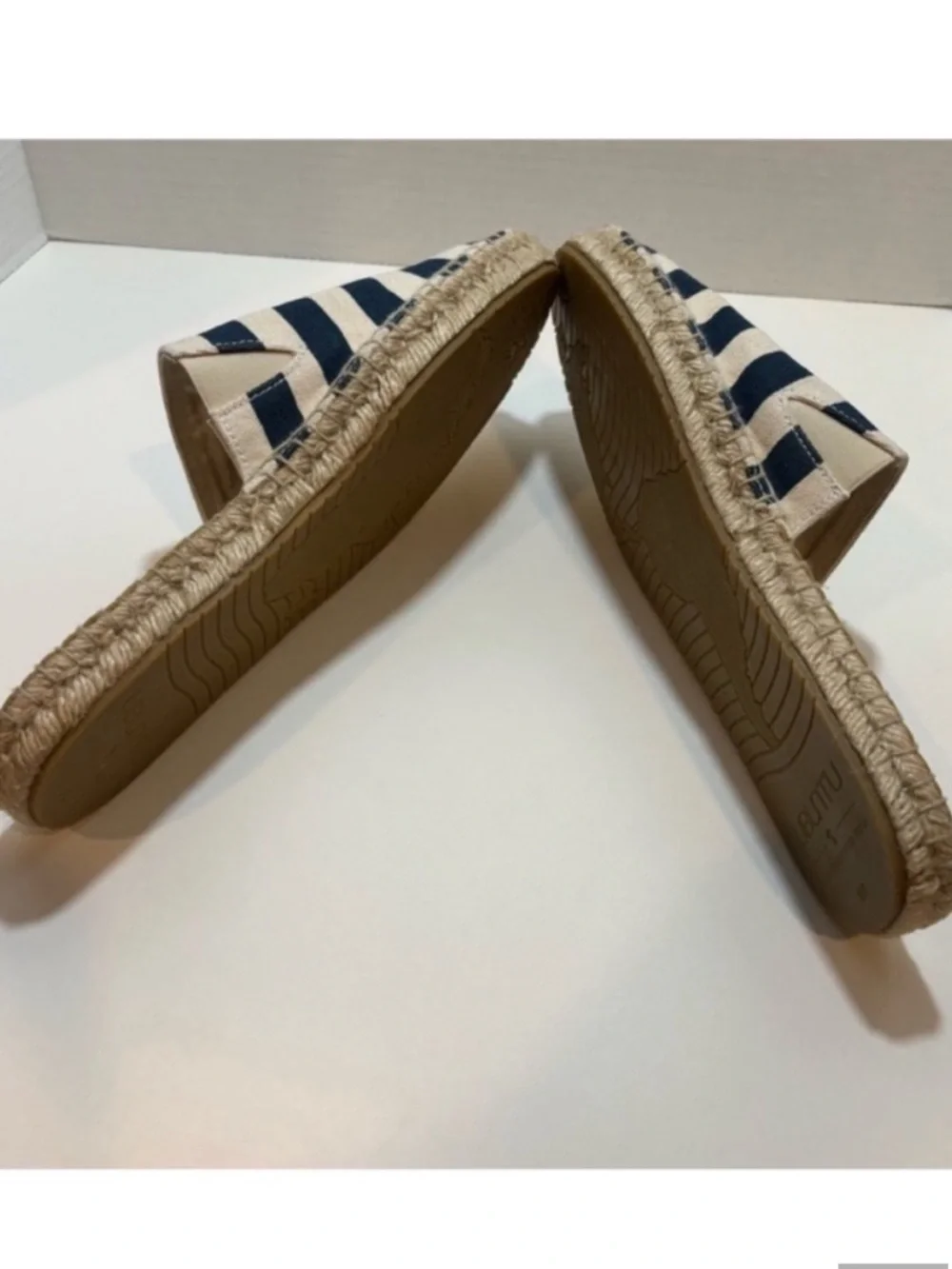 Ubuntu Life Canvas Jute Espadrille Flat Slip On Striped Blue White Womens 9.5